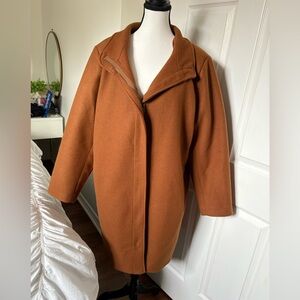 Old Navy 2X Plus Camel Wool Blend Zip Coat | Rust Camel Brown Fall Jacket